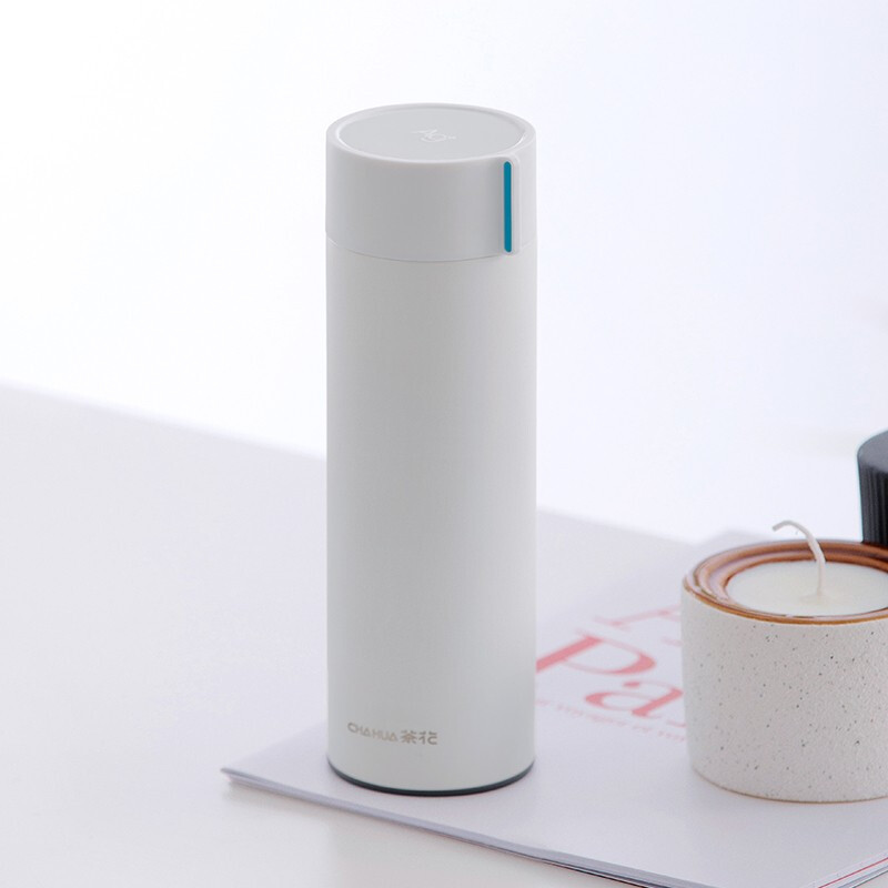 茶花（CHAHUA）不锈钢保温杯男女户外旅行水杯便携防滑学生茶杯时尚茶杯外带 黑色 450ml