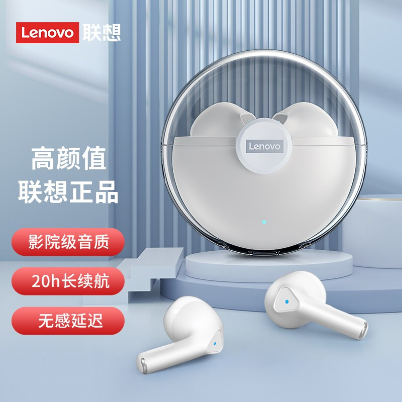 Lenovo LP80 white true wireless Bluetooth headset sports semi in ear game music noise reduction headset is suitable for Apple iPhone and Huawei Xiaomi mobile phone