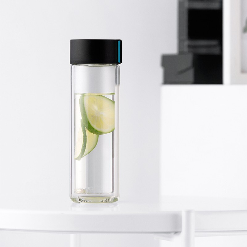 茶花（CHAHUA）欧铂兹*双层抗菌玻璃杯水杯茶杯抗菌水杯 320ml 黑色