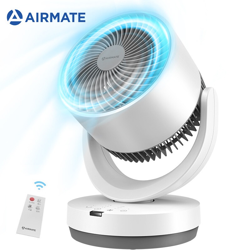 Emmett Airmate electric fan / Dormitory Student energy-saving small fan mini table fan / remote control small fan wide-angle shaking head household low-noise spiral fan blade ca15-r27