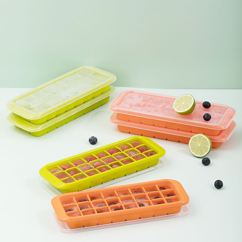 茶花冰淇淋冰棒模硅胶易取冰块盒家用冰激凌冰棍冰格自制模具 红色