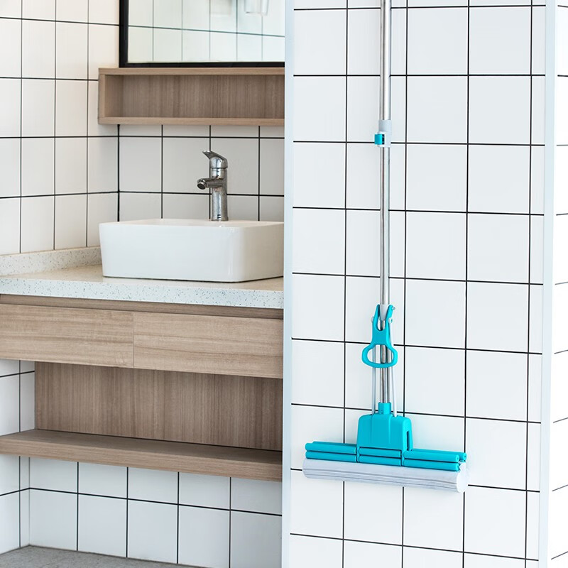 茶花海绵滚轮拖把免手洗2023新款家用拖地神器胶棉吸水地拖 【灰中号】洁境滚轮胶棉拖