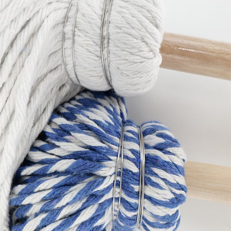 KEERNY棉线拖把白色传统老式墩布拖布 工厂吸水圆头木杆拖把1个