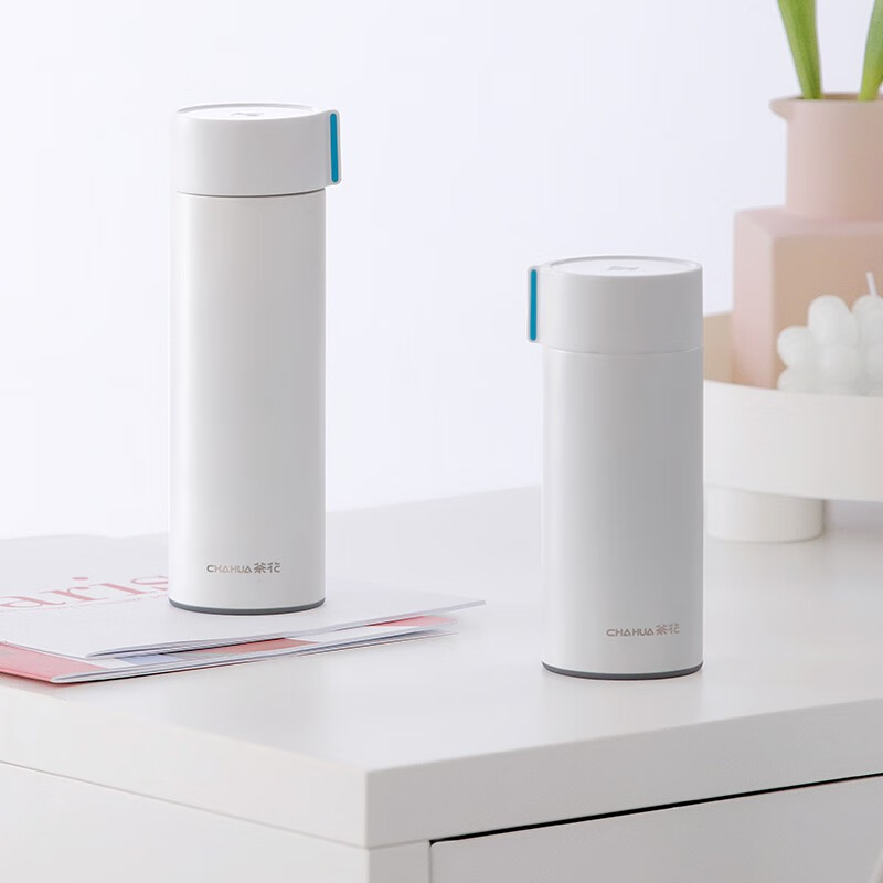 茶花（CHAHUA）不锈钢保温杯男女户外旅行水杯便携防滑学生茶杯时尚茶杯外带 黑色 450ml