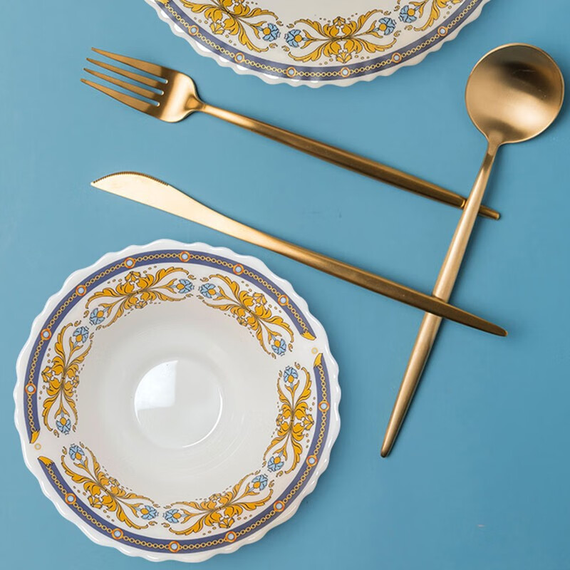 康宁餐具 餐具套装耐高温玻璃碗碟盘套装 彭巴杜夫人 餐具16件套B 16头