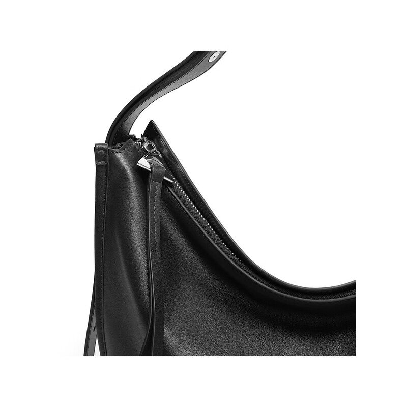 百丽包包女2023冬新商场同款牛皮时尚软感单肩斜挎马鞍包X6847DX3预售 浅黑 F