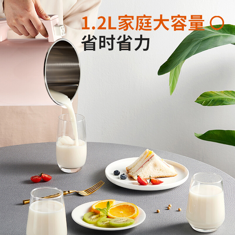 九阳（Joyoung）豆浆机1.2L破壁免滤 预约时间家用多功能2-3人食破壁榨汁机料理机DJ12A-D2190