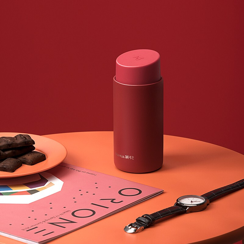 茶花mini口红保温杯女随手随行杯夏季便携个性潮流创意可爱水杯 暖茶橘