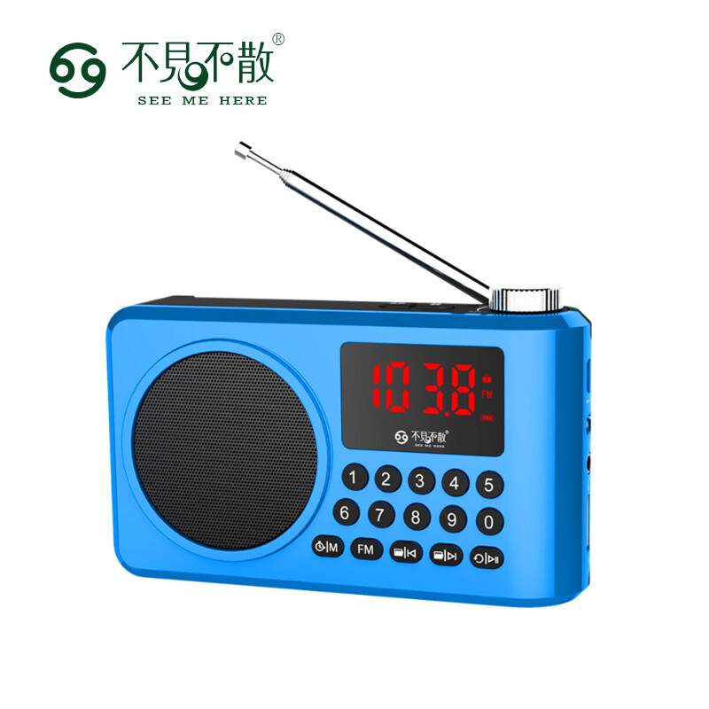 See you later lv990 Bluetooth radio for the elderly rechargeable Mini semiconductor U disk player for the elderly portable plug-in card small sound high volume outdoor running speaker pearl blue