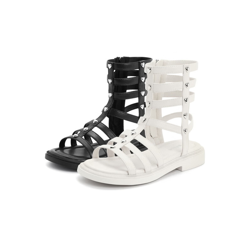 百丽度假风罗马凉鞋童鞋2023夏季新商场同款波西米亚凉鞋23205B63 黑色 31