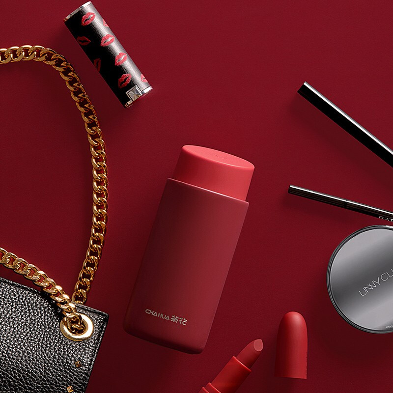 茶花mini口红保温杯女随手随行杯夏季便携个性潮流创意可爱水杯 暖茶橘