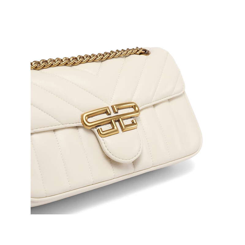 百丽包包女2023秋季新商场同款简约通勤单肩斜挎绗缝包X6760CX3 米色 F