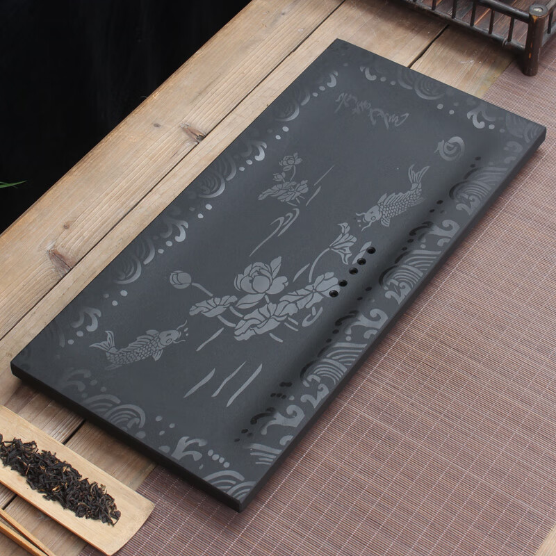 Yuanqing lapis lazuli tea tray (multipotent) hand carved natural lapis lazuli Lotus Pond Moonlight 520 * 250 * 20