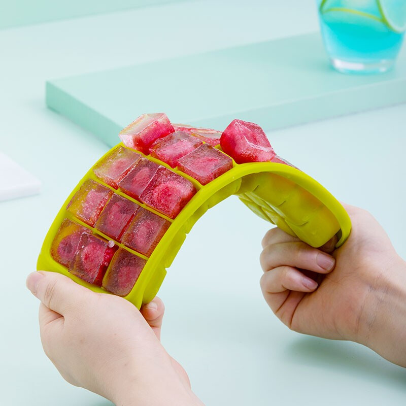 茶花冰淇淋冰棒模硅胶易取冰块盒家用冰激凌冰棍冰格自制模具 红色