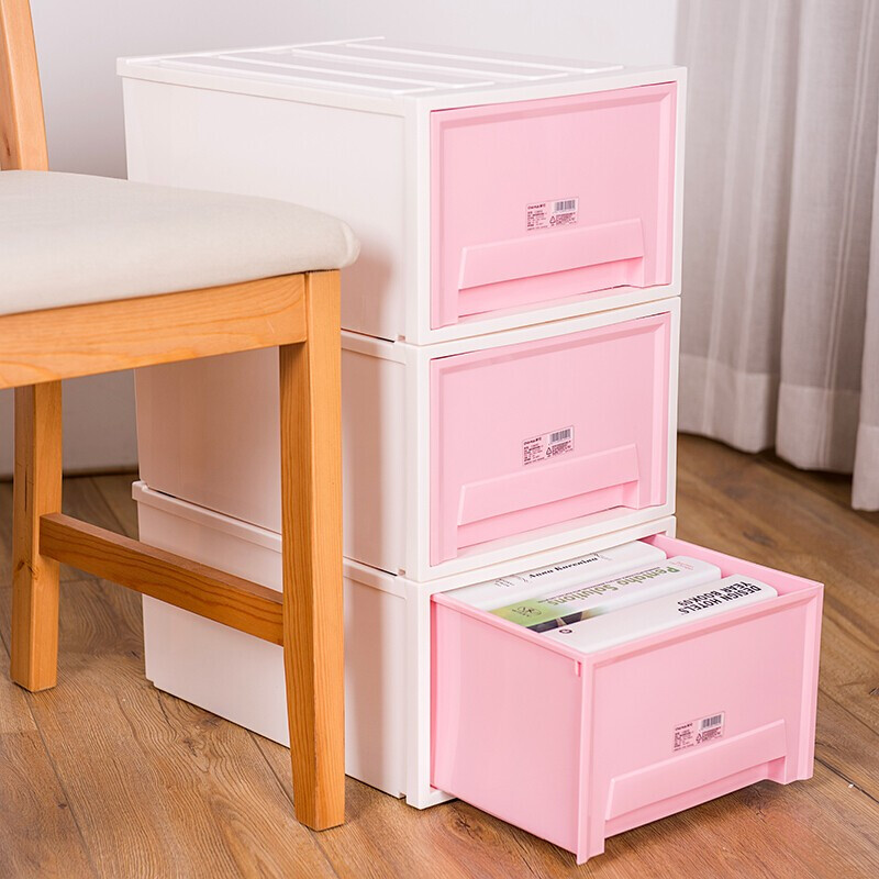 茶花（CHAHUA）茶花抽屉收纳柜塑料收纳箱 【三只装】马卡龙黄 3层装