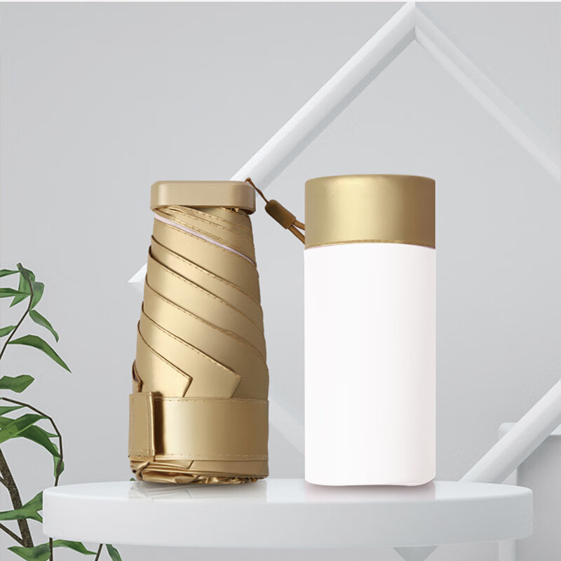 艾逸瑶选 荼锦系列铝合金骨金胶布扁六折晴雨伞-A款 YS-1843 袋装