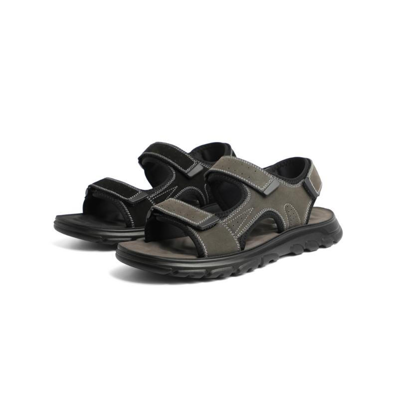 百丽沙滩凉鞋男魔术贴舒适户外休闲运动凉鞋7RS01BL2 灰色 38