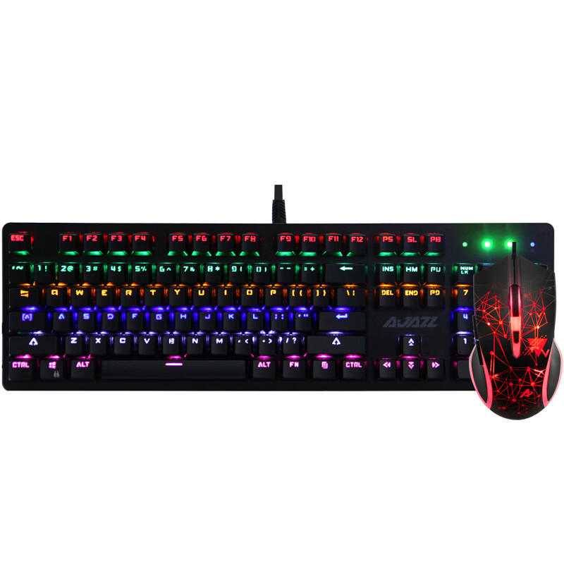 Ajax catcher II mechanical keyboard and mouse set mixed color black tea axis USB wired backlight game eating chicken keyboard and mouse set black mixed color tea axis