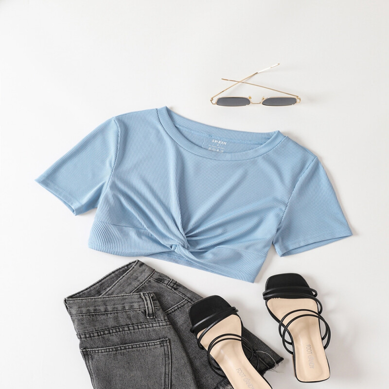 Cvc Round Neck Tshirt  Blue-XS