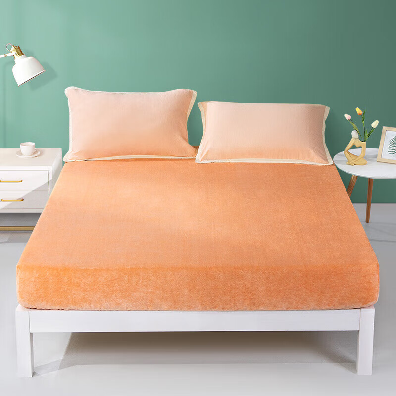 富安娜家纺床笠 牛奶绒单件床笠冬季加厚保暖床品 法兰绒防静电床罩 防滑床垫保护罩 1.8米床（180*200cm）