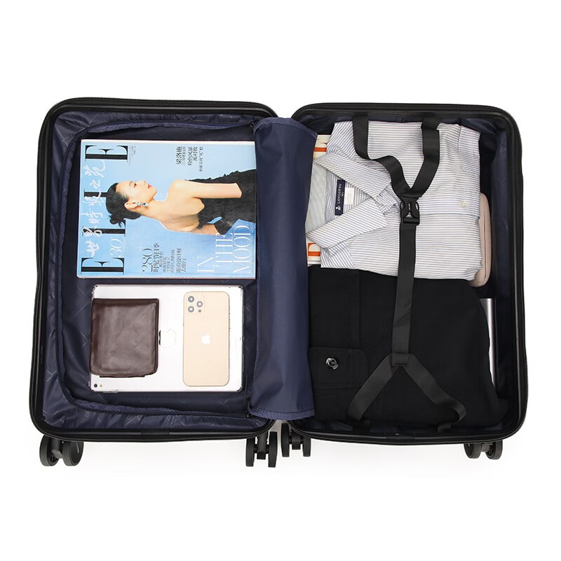 恒源祥（HYX）竖纹拉链箱拉杆箱行李箱旅行箱20女男学生结实耐用密码箱子24英寸 黑色 24寸