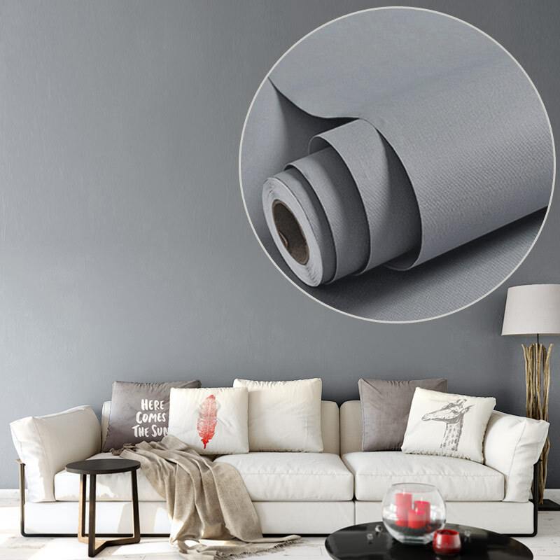 Quatrefoil self adhesive wallpaper living room bedroom room wall decoration wallpaper 0.6 * 5m plain grey