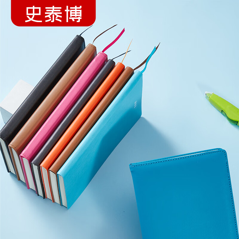 史泰博 硬皮面商务办公专用记事本 大号加厚多功能日记本 会议随身便携软皮面工作 A5笔记本子 96页 PUNB002-5 硬面 粉色