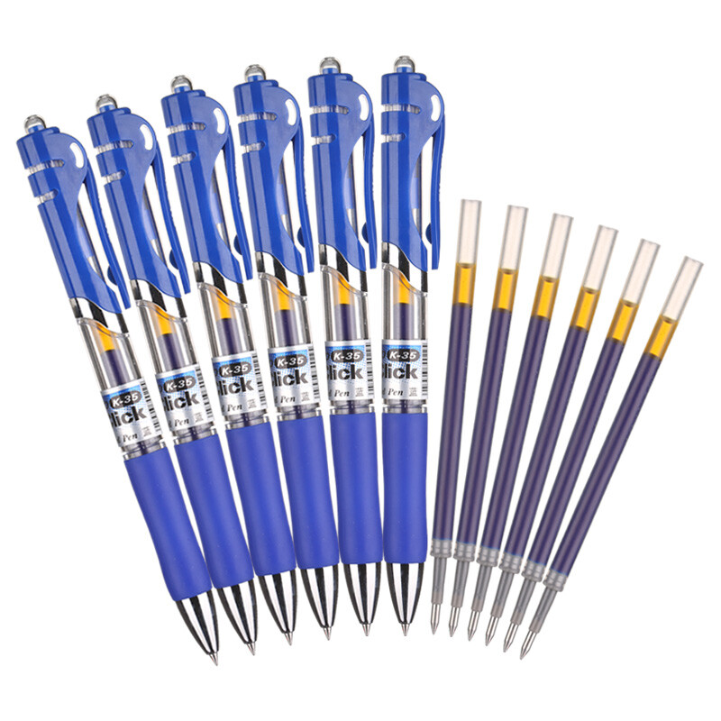 Chenguang (M & G) K35 / 0.5mm blue classic bullet neutral pen signature pen water pen core replacement set (6 pens + 6 cores) hagp1036