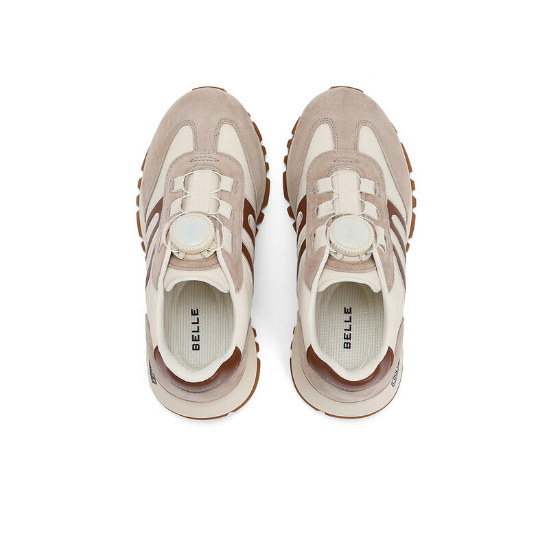 百丽跑道阿甘鞋童鞋2023秋季新商场同款复古运动慢跑鞋YT002C83 棕色 34