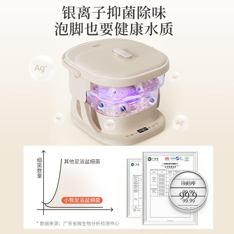小熊（Bear）泡脚桶 折叠足浴盆 全自动按摩加热洗脚盆 电动按摩足浴桶遥控智能恒温足疗盆家用节日礼物E06G1