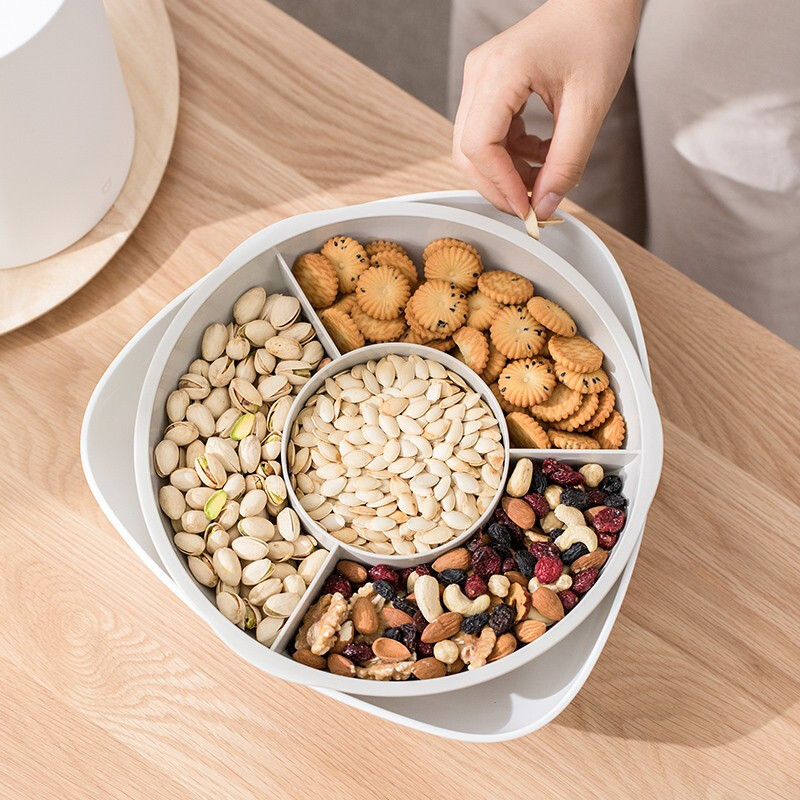 茶花梅勒迪多功能干果盘零食盘透明客厅水果盘 透明绿