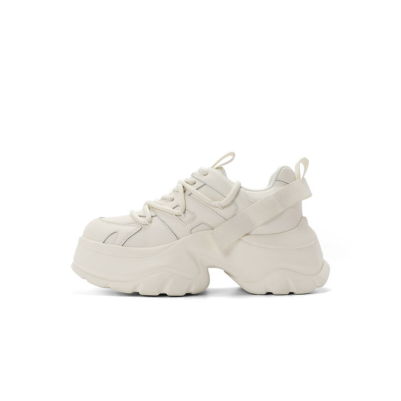 百丽厚底老爹鞋女2023秋季新款机能风运动休闲鞋B1570CM3预售 米色 34