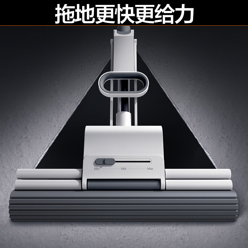 大卫新款海绵拖把家用一拖净大号吸水地拖滚轮式胶棉大号拖布免手洗净 老公款（共2个头）【店长推荐】
