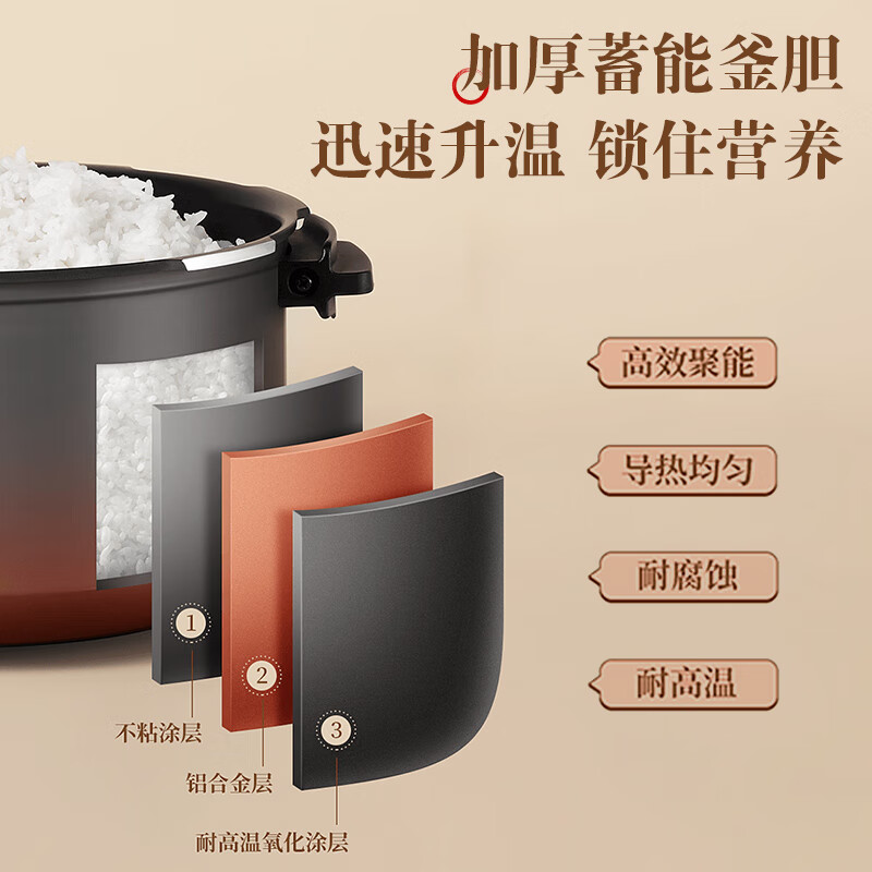 松下（Panasonic）5L智能电压力锅 电饭锅 1-8人 家用多功能压力煲无水料理大容量电饭煲 SR-S50K8