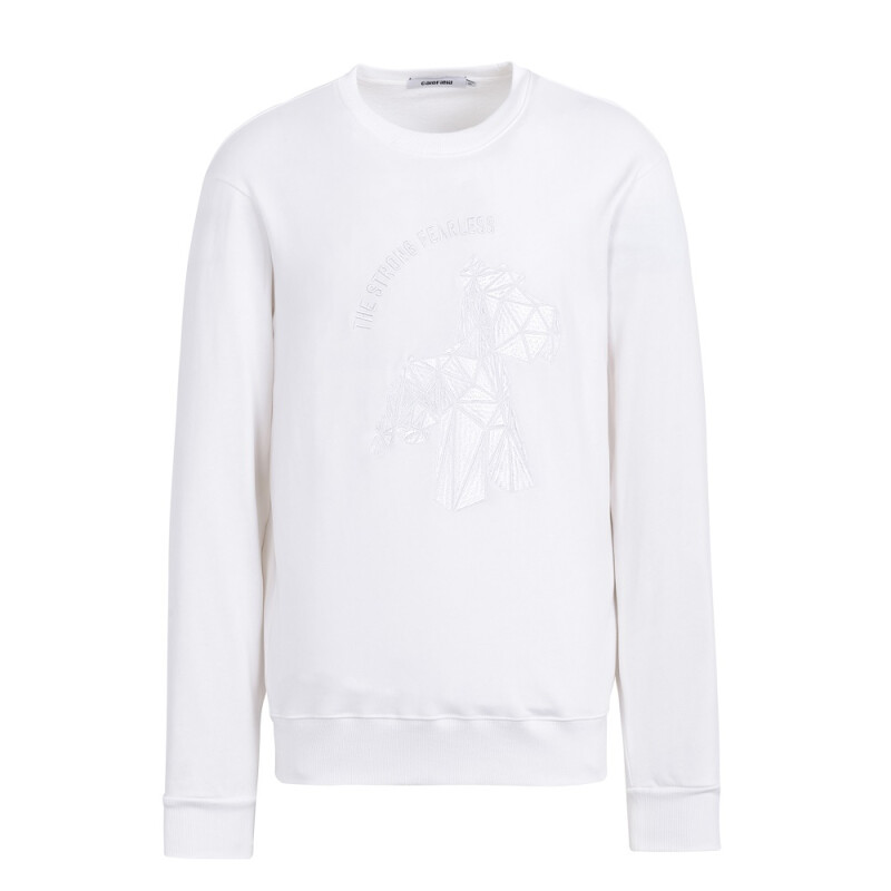 CF120020 Men's crew neck embroidered sweat shirt White