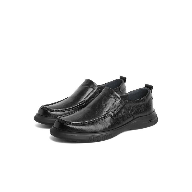 百丽一脚蹬商务鞋男2023秋季新款牛皮驾车爸爸鞋休闲皮鞋A1281CM3 黑色 41