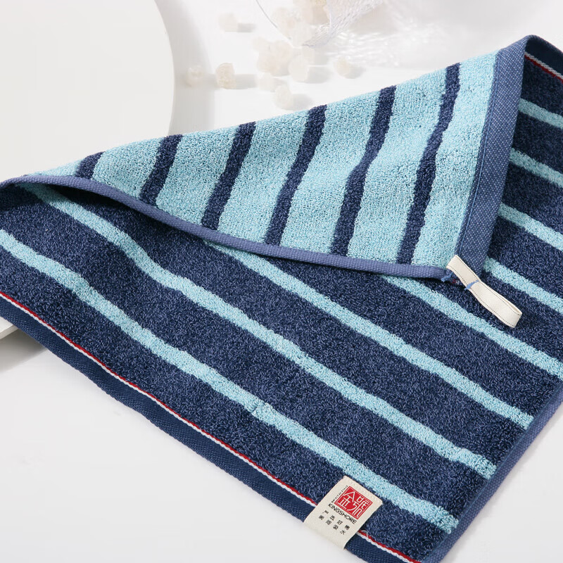 金号毛巾家纺 A类纯棉条纹方巾2条装 带挂绳