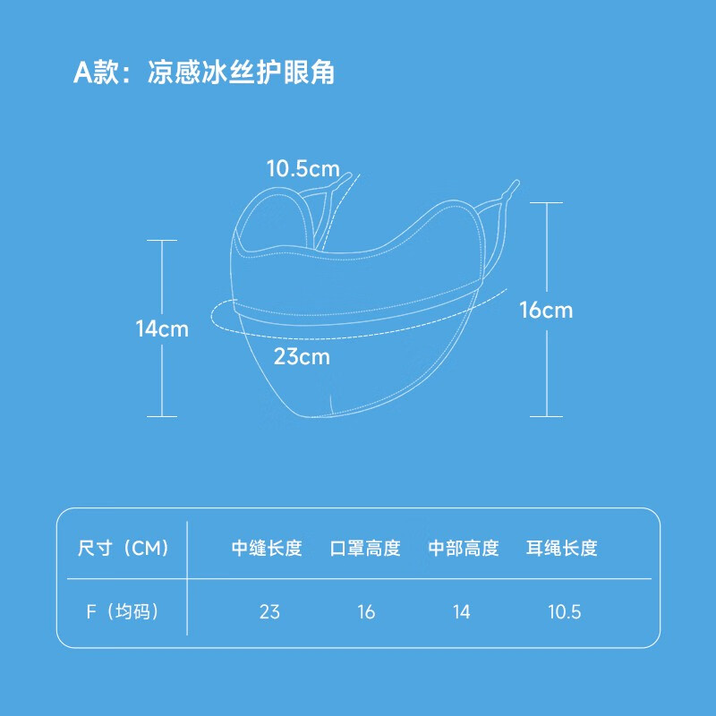 驼人康君防晒面罩女夏季防紫外线轻薄透气户外开车遮阳冰丝防晒口罩护眼角 凉感冰丝护颈-S05 天空蓝