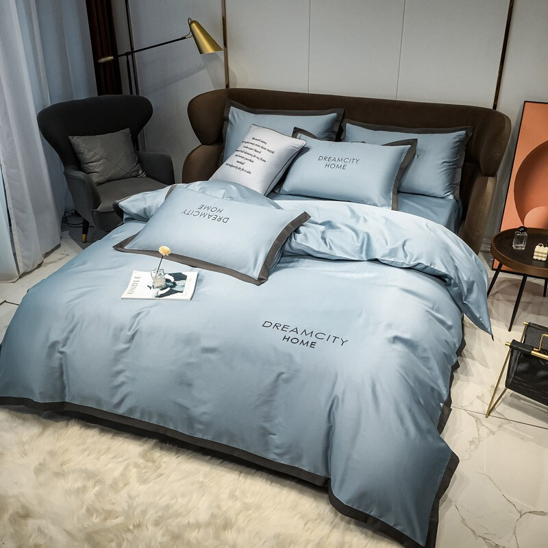 伊伊爱全棉绣花拼角床上用品套件混色（单位：套） 海青 TJNH02000332/200*230cm