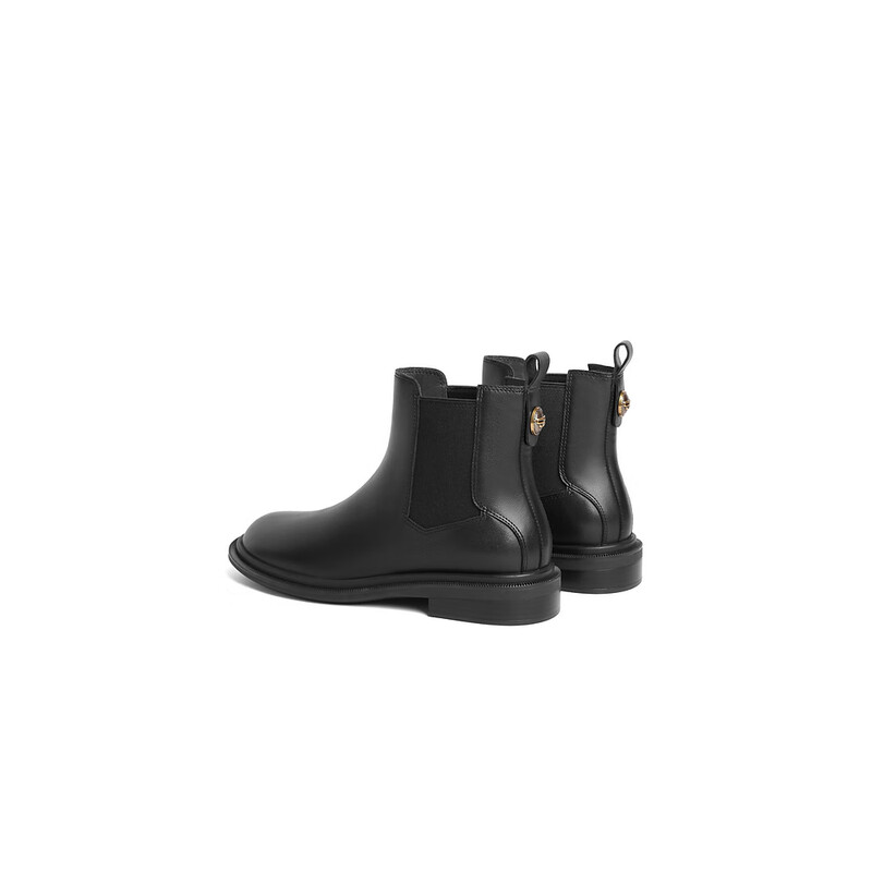 百丽百搭烟筒靴女2023冬季新商场同款短靴A3E1DDD3预售 黑色 34