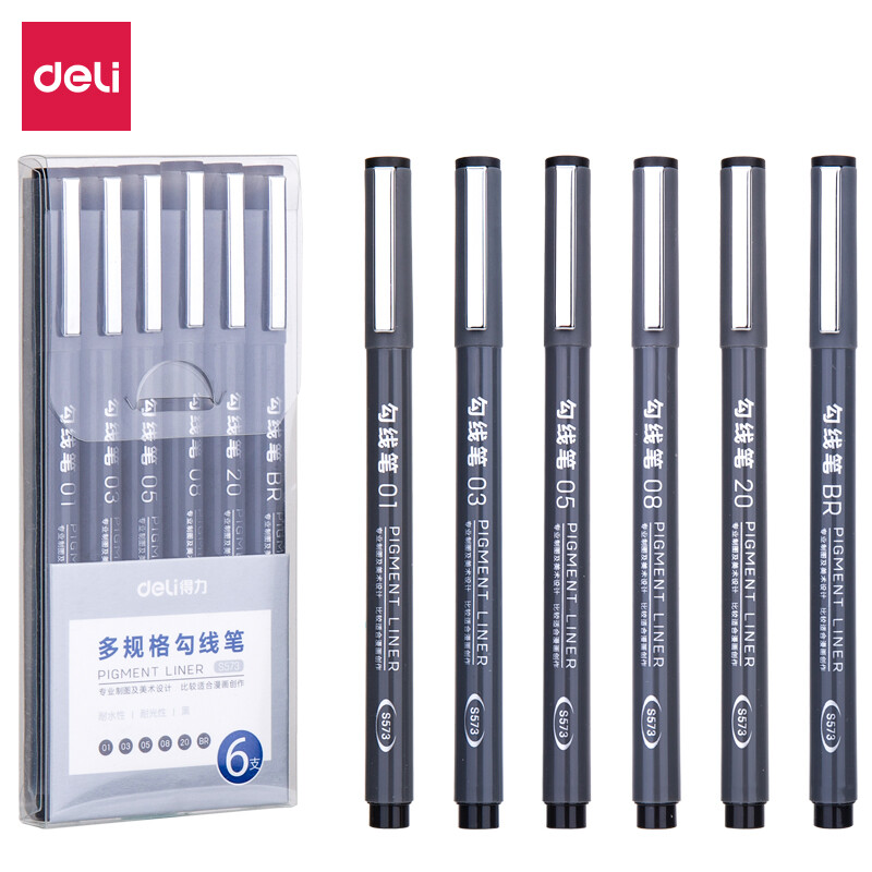 Deli art multi specification needle pen line drawing pen set cartoon drawing pen 6 dl-s573