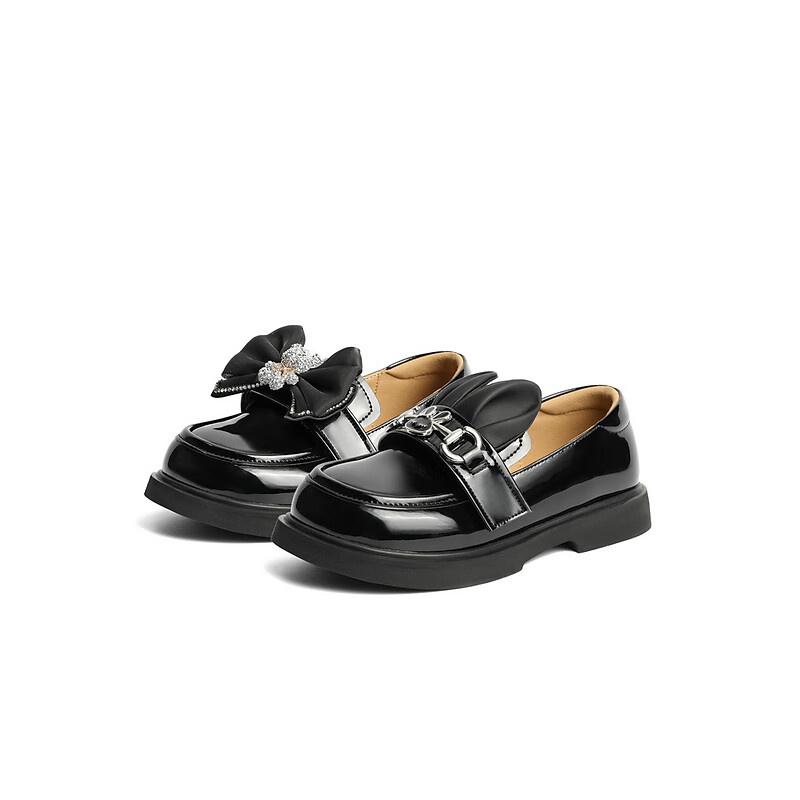 百丽童鞋可爱两穿乐福鞋2023秋季新商场同款公主小皮鞋89115C83 黑色 33