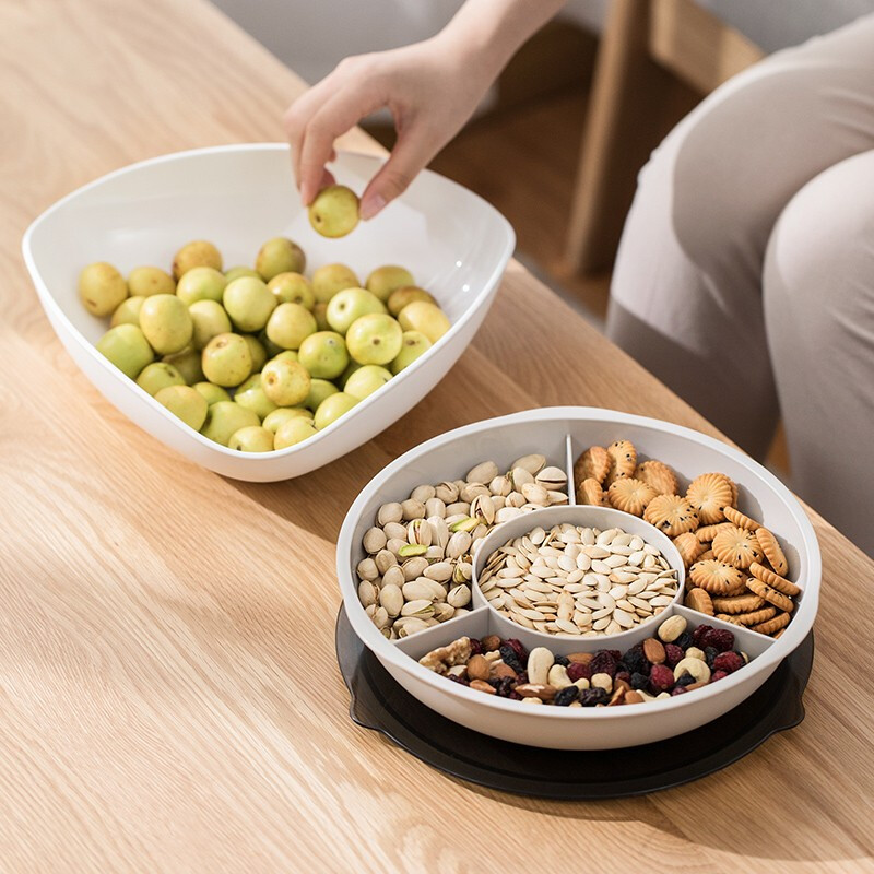 茶花梅勒迪多功能干果盘零食盘透明客厅水果盘 透明绿