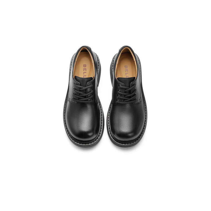 百丽丑萌大头牛津鞋女23秋季新款学院JK风单鞋B1522CM3 黑色 34