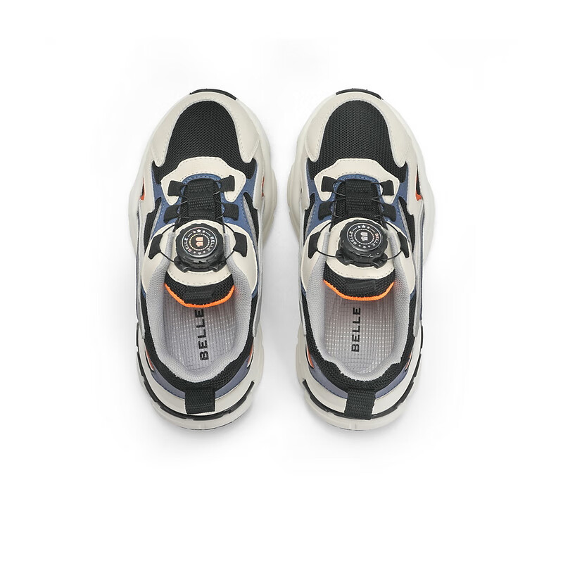 百丽透气网面老爹鞋童鞋2023秋季新商场同款休闲拼色运动鞋C3102C83 黑色 36