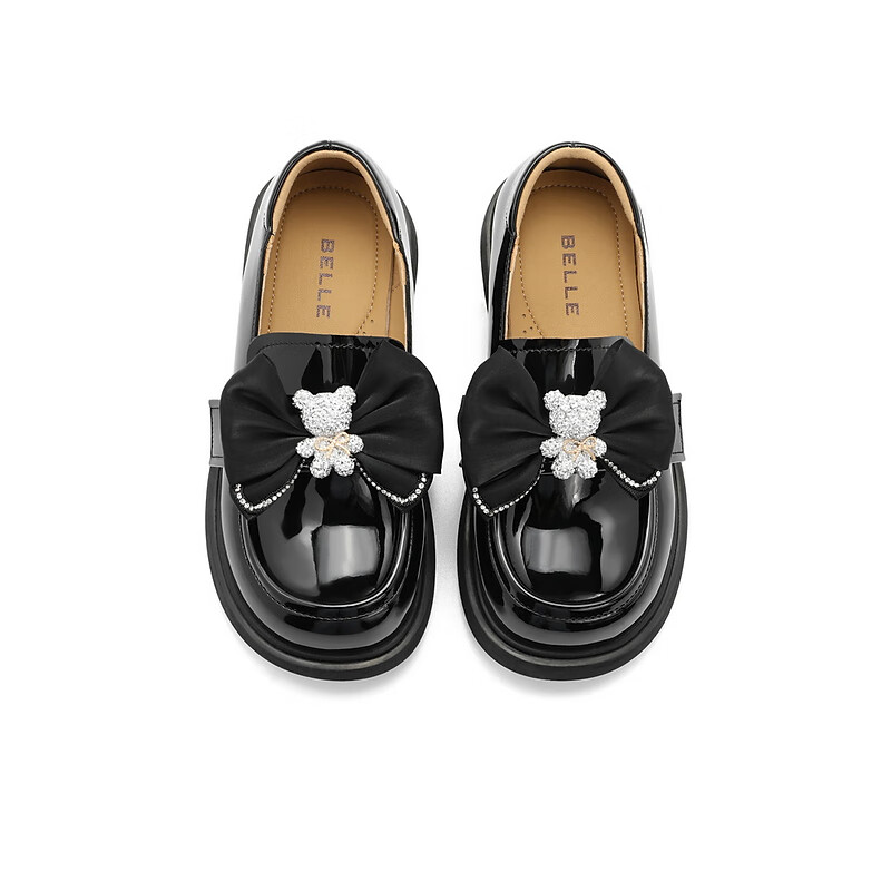 百丽童鞋可爱两穿乐福鞋2023秋季新商场同款公主小皮鞋89115C83 黑色 33