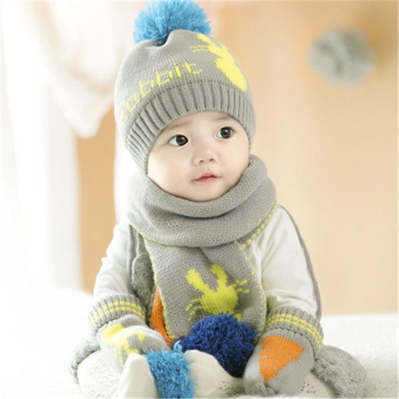 9i9 jiuaijiu Baby Hat Scarf Set infant children autumn and winter thickened warm ear protection hat bib 1800664