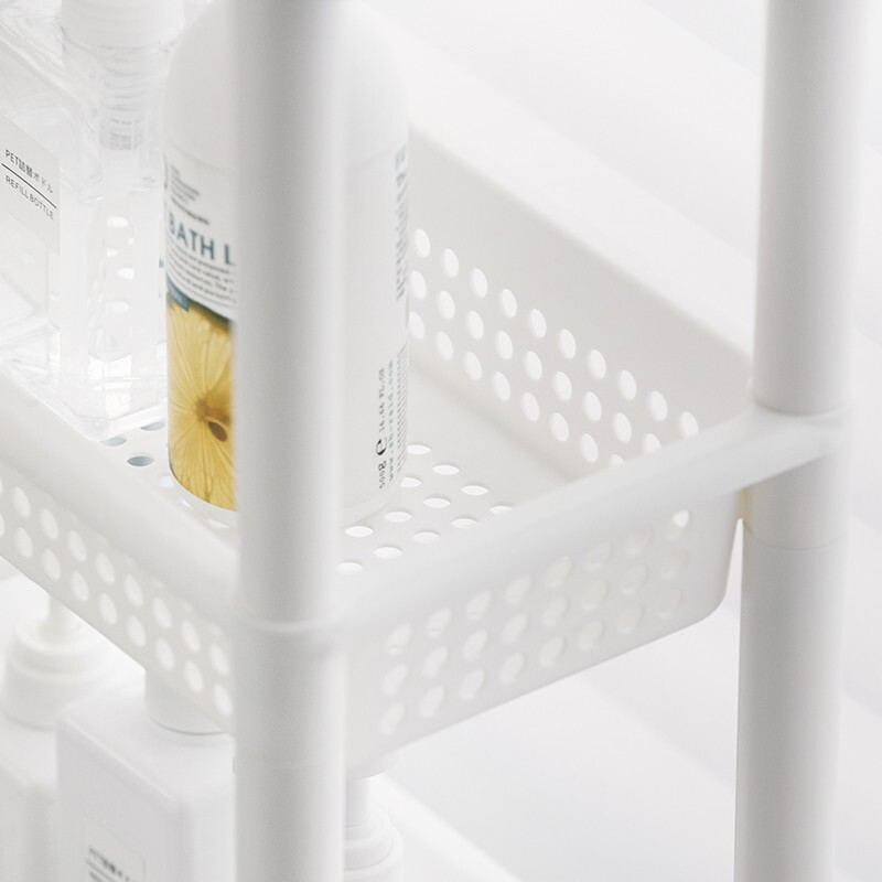 茶花多纳可移动四层置物架客厅阳台镂空厨房置物架 多纳可移动四层置物架（米白色）