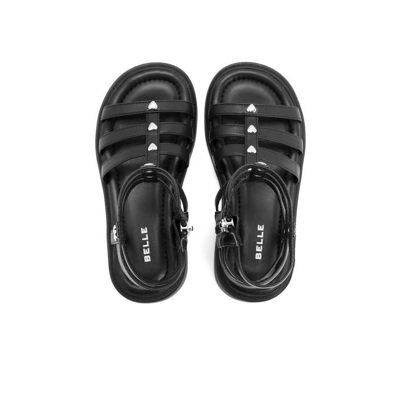 百丽度假风罗马凉鞋童鞋2023夏季新商场同款波西米亚凉鞋23205B63 黑色 31