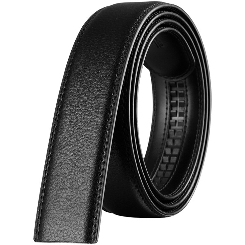 Cartelo crocodile belt men's Cowhide no head belt strip headless belt men's automatic belt buckle men's trouser belt body black 120-130cm